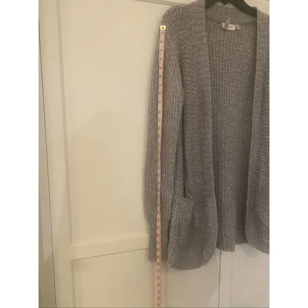 RD Style Women's Gray Knit Open Front Long Sleeve Cardigan Sweater Medium